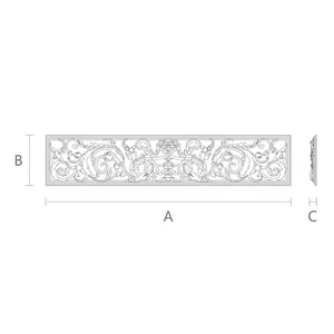 horizontal hand carved floral acanthus scrolls wood onlay applique 